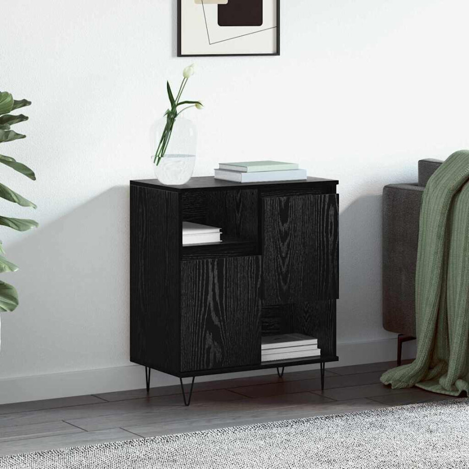 vidaXL Dressoir Zwart Eiken 60 x 35 x 70 cm vidaXL Dressoir Zwart Eiken 60 x 35 x 70 cm afbeelding 1