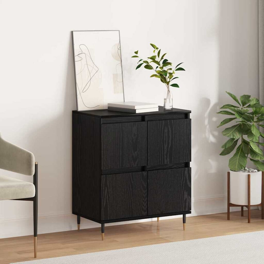 vidaXL Dressoir Zwart Eiken 60 x 35 x 70 cm afbeelding 1
