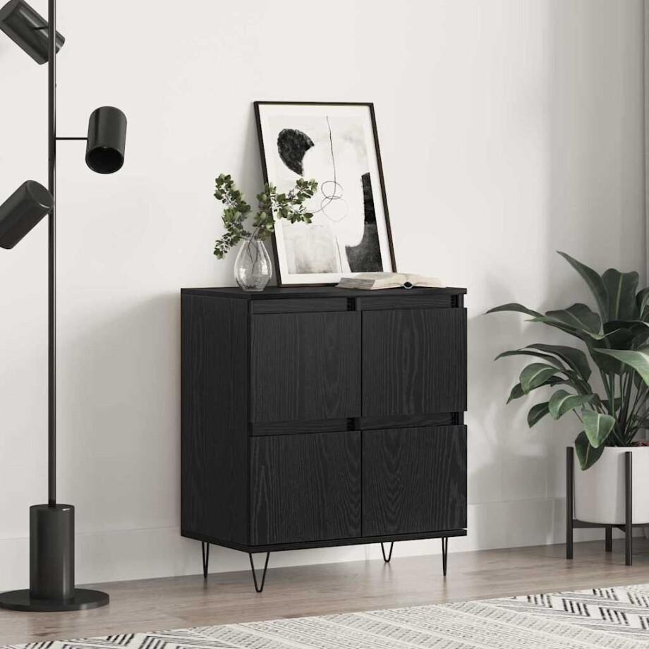 vidaXL Dressoir Zwart Eiken 60 x 35 x 70 cm afbeelding 1