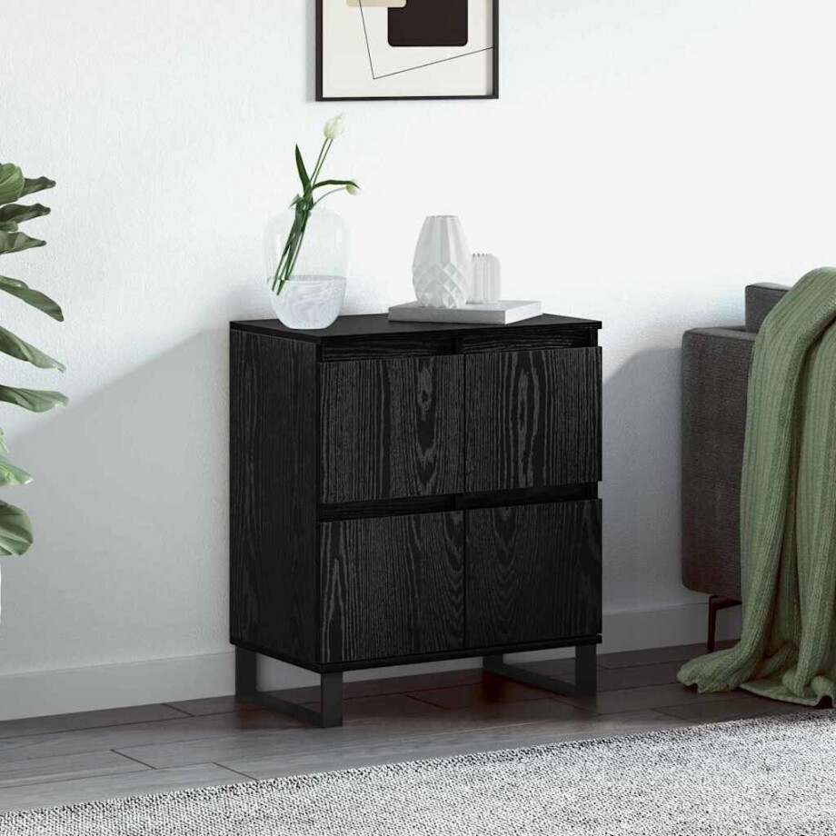 vidaXL Dressoir Zwart Eiken 60 x 35 x 70 cm afbeelding 1