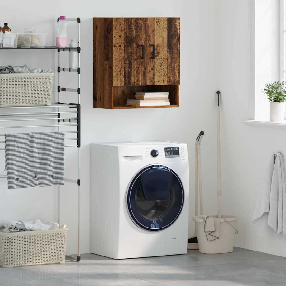 vidaXL Wandkast Wandgemonteerd Oud hout 60 x 31 x 70 cm Bewerkt hout vidaXL Wandkast Wandgemonteerd Oud hout 60 x 31 x 70 cm Bewerkt hout afbeelding 1