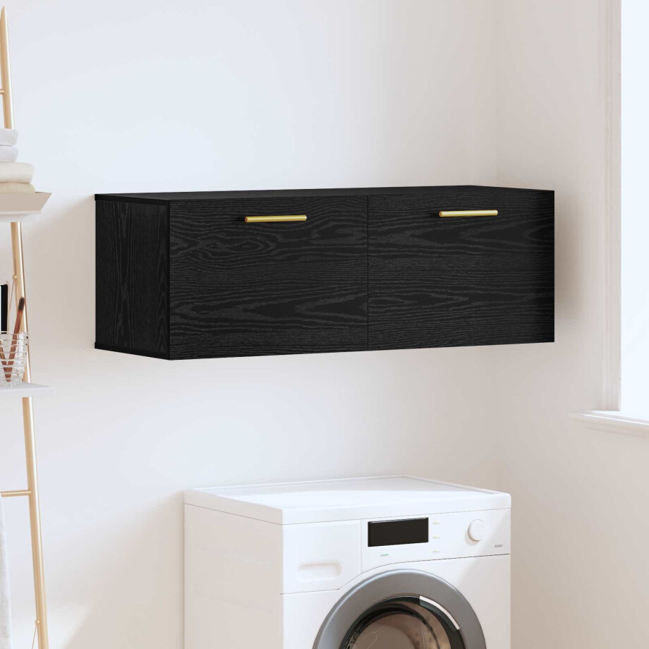 vidaXL Wandkast Zwart eiken 100 x 36.5 x 35 cm Bewerkt hout vidaXL Wandkast Zwart eiken 100 x 36.5 x 35 cm Bewerkt hout afbeelding 1