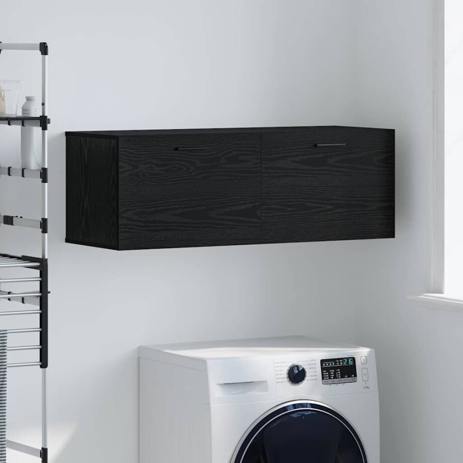 vidaXL Wandkast Zwart Eiken 100 x 36,5 x 35 cm Bewerkt hout vidaXL Wandkast Zwart Eiken 100 x 36,5 x 35 cm Bewerkt hout afbeelding 1