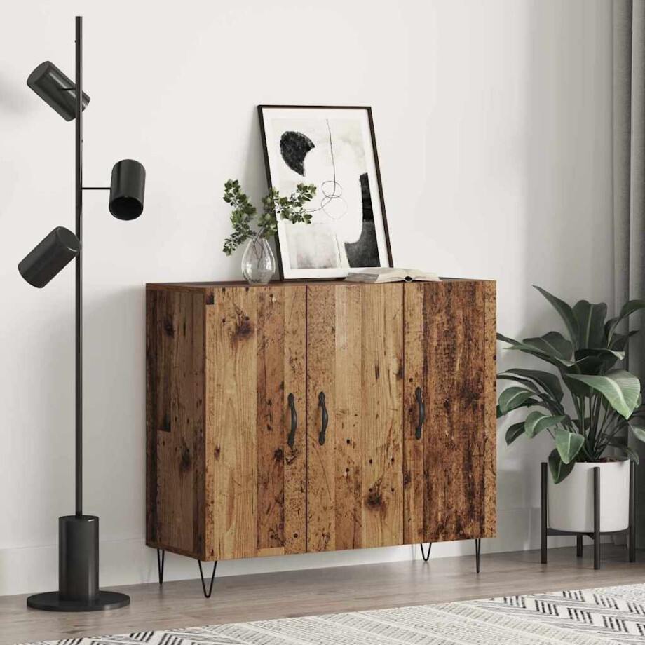 vidaXL Dressoir Oudhout 90 x 32,5 x 80 cm Bewerkt hout vidaXL Dressoir Oudhout 90 x 32,5 x 80 cm Bewerkt hout afbeelding 1