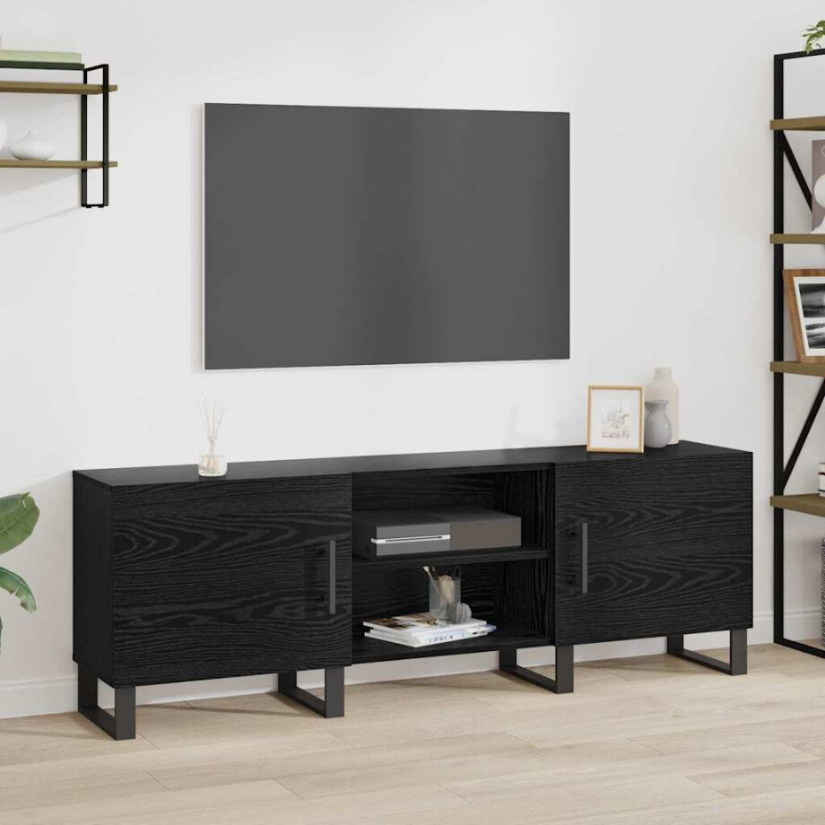 vidaXL TV-kast Zwart Eiken 150 x 30 x 50 cm Bewerkt hout afbeelding 1