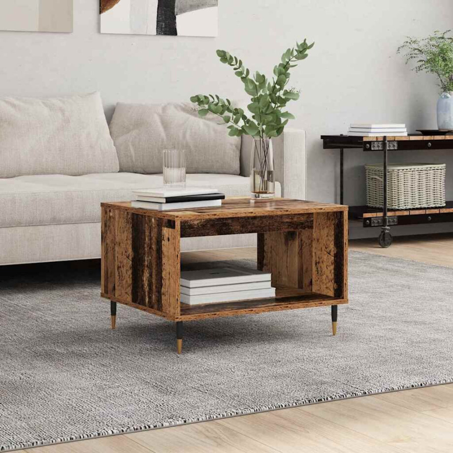 vidaXL Salontafel Oud hout 60 x 50 x 40 cm Bewerkt hout afbeelding 1
