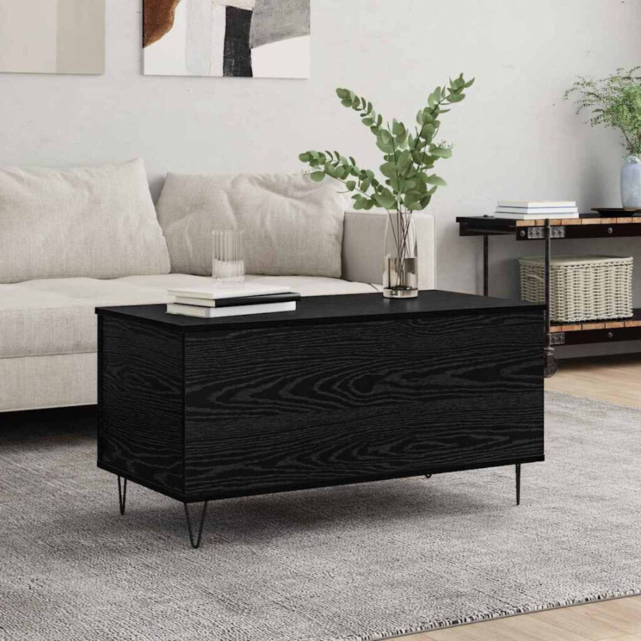 vidaXL Salontafel Zwart eiken 90 x 44.5 x 45 cm Bewerkt hout afbeelding 1