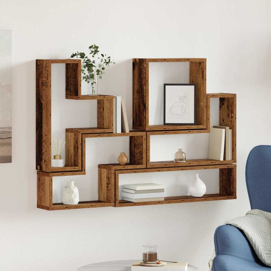 vidaXL Wandplank Muurmontage Oudhout 96 x 12 x 64 cm vidaXL Wandplank Muurmontage Oudhout 96 x 12 x 64 cm afbeelding 1