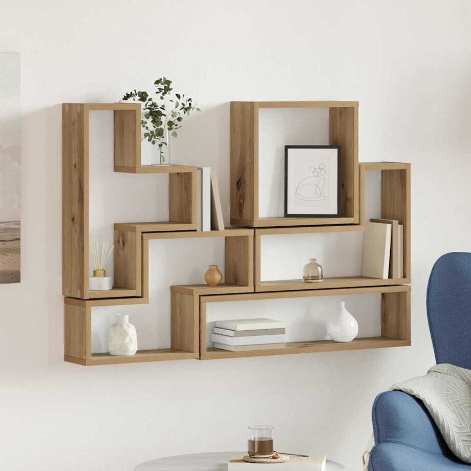 vidaXL Wandplank Wandgemonteerd Artisan Eiken 96 x 12 x 64 cm afbeelding 1