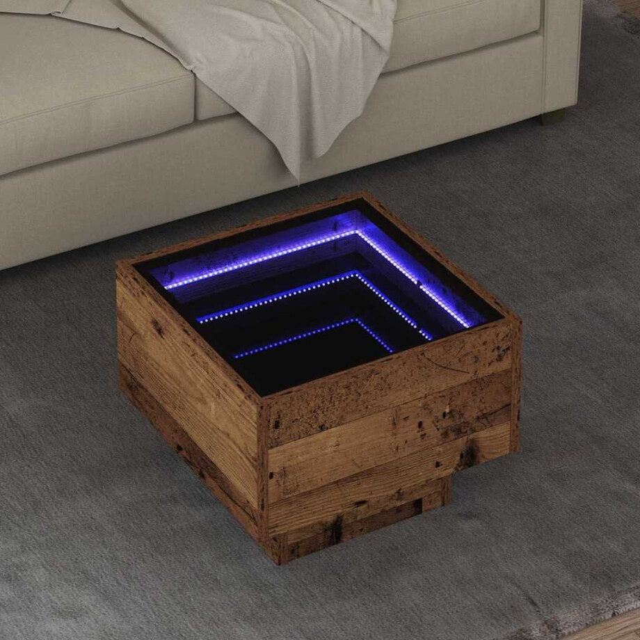 vidaXL Salontafel Oud hout 40 x 40 x 30 cm Bewerkt hout afbeelding 1