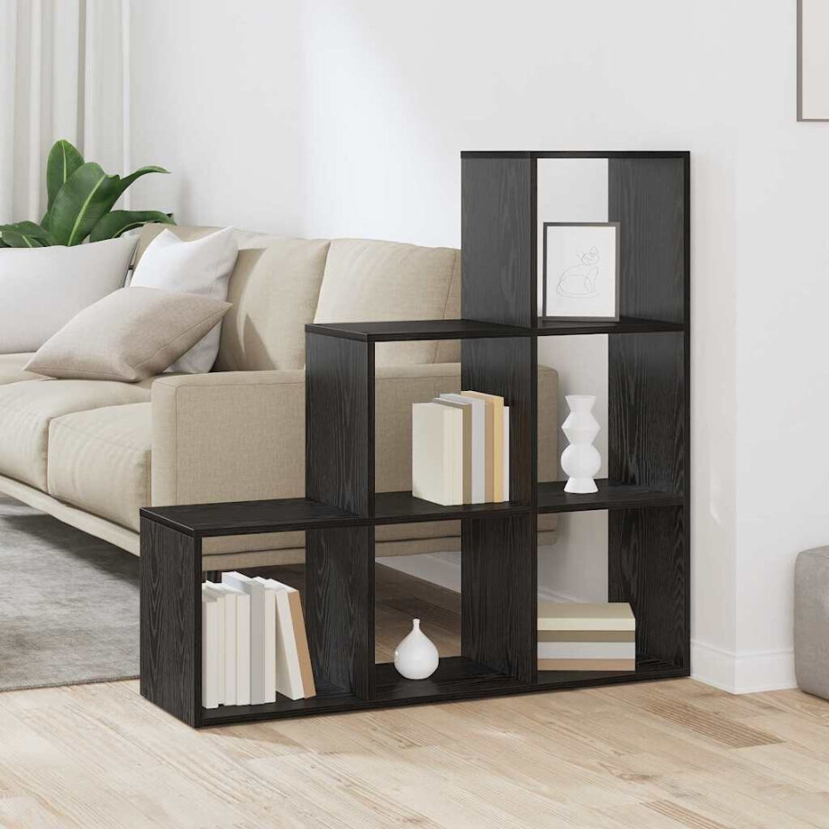 vidaXL Boekenkast Zwart eiken 99 x 29 x 99 cm Bewerkt hout vidaXL Boekenkast Zwart eiken 99 x 29 x 99 cm Bewerkt hout afbeelding 1