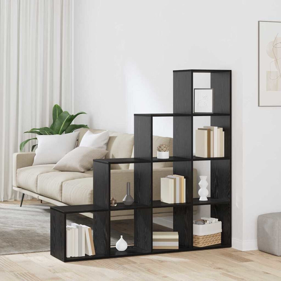 vidaXL Boekenkast Zwart eiken 131.5 x 29 x 131.5 cm Bewerkt hout afbeelding 1