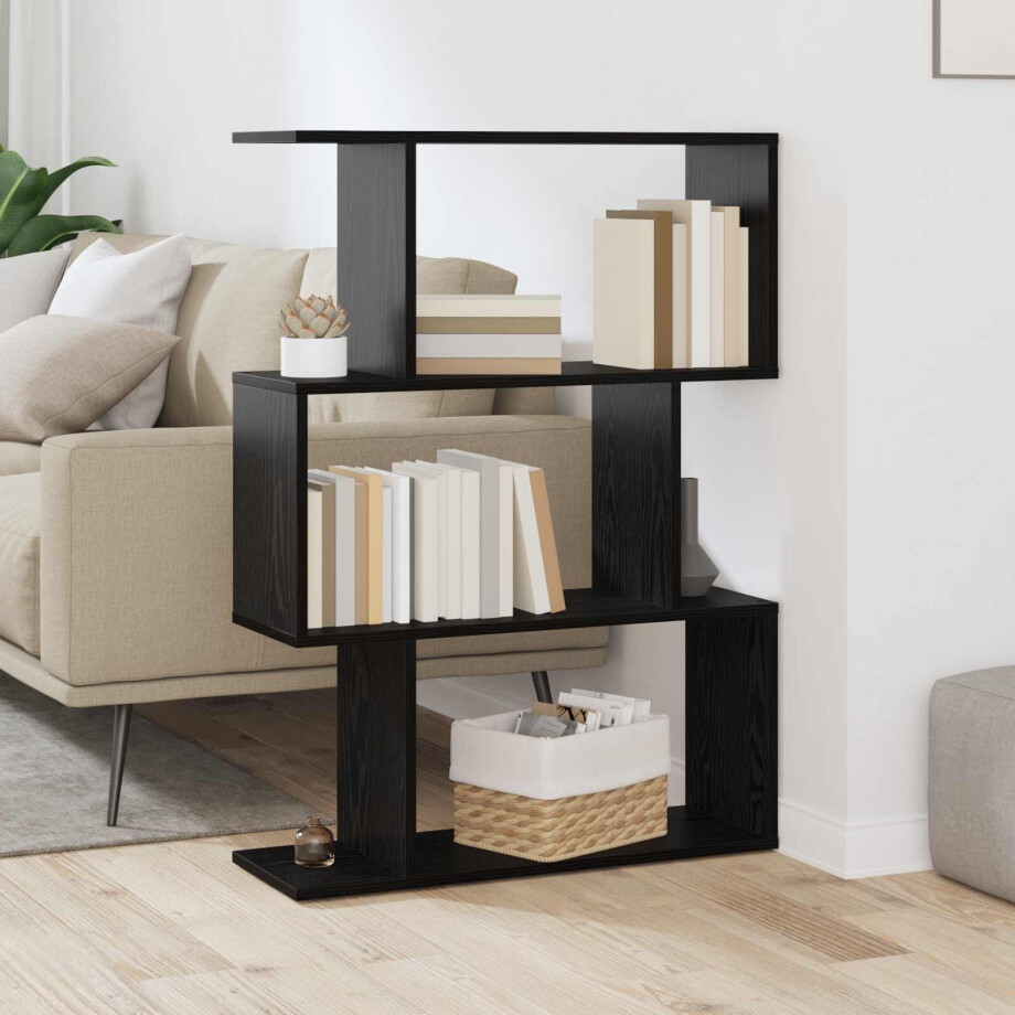 vidaXL Boekenkast Zwart Eiken 70 x 24 x 97 cm Bewerkt hout afbeelding 1