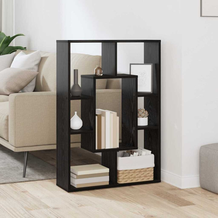 vidaXL Boekenkast Zwart Eiken 63 x 20 x 90 cm Bewerkt hout afbeelding 1