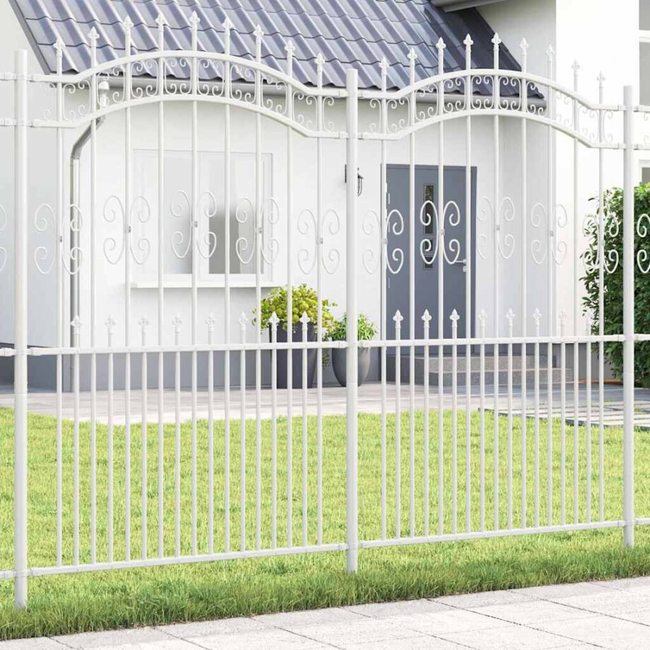 vidaXL Tuin Hek Wit 215 cm Poedergecoat staal vidaXL Tuin Hek Wit 215 cm Poedergecoat staal afbeelding 1