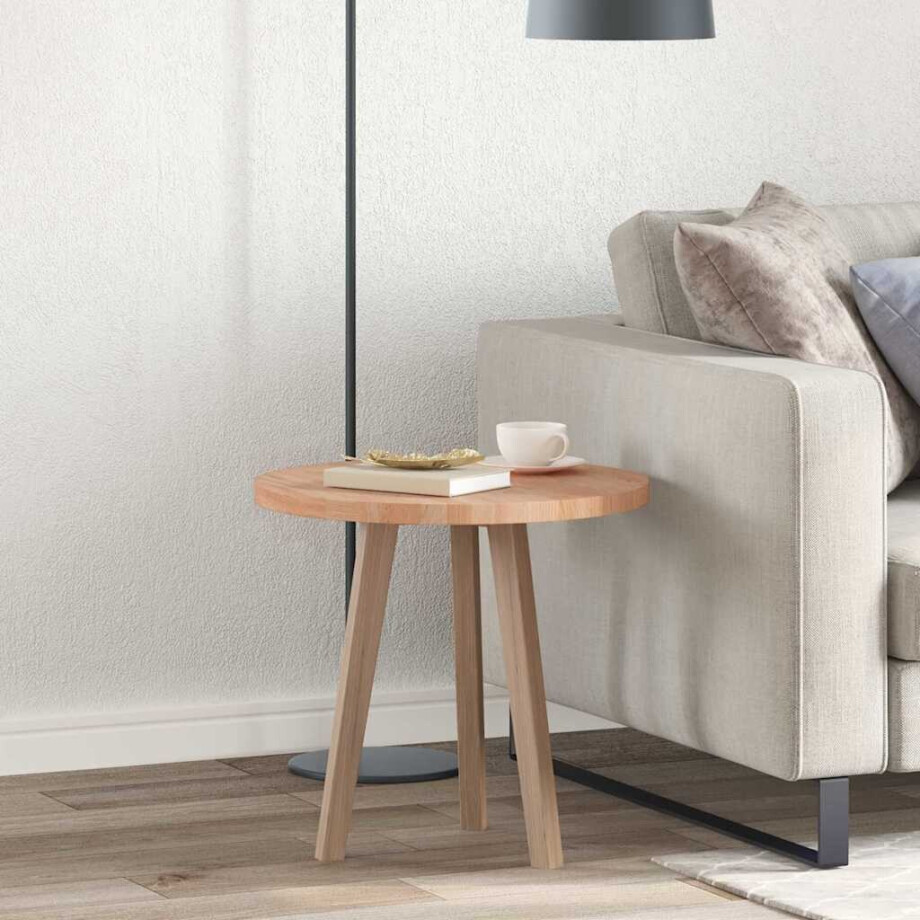 vidaXL Tafelblad Licht Bruin Ø 50 x 2,5 cm Massief Eikenhout afbeelding 1