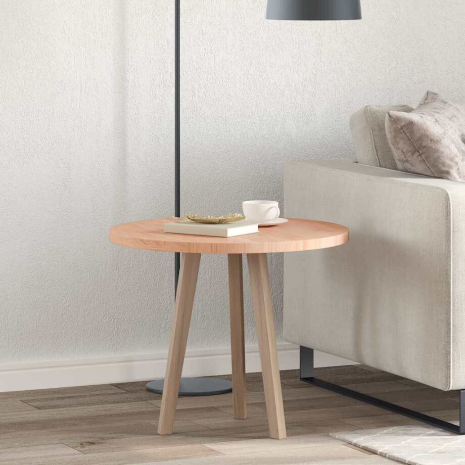 vidaXL Tafelblad Licht Bruin Ø 60 x 2,5 cm Massief Eikenhout afbeelding 1