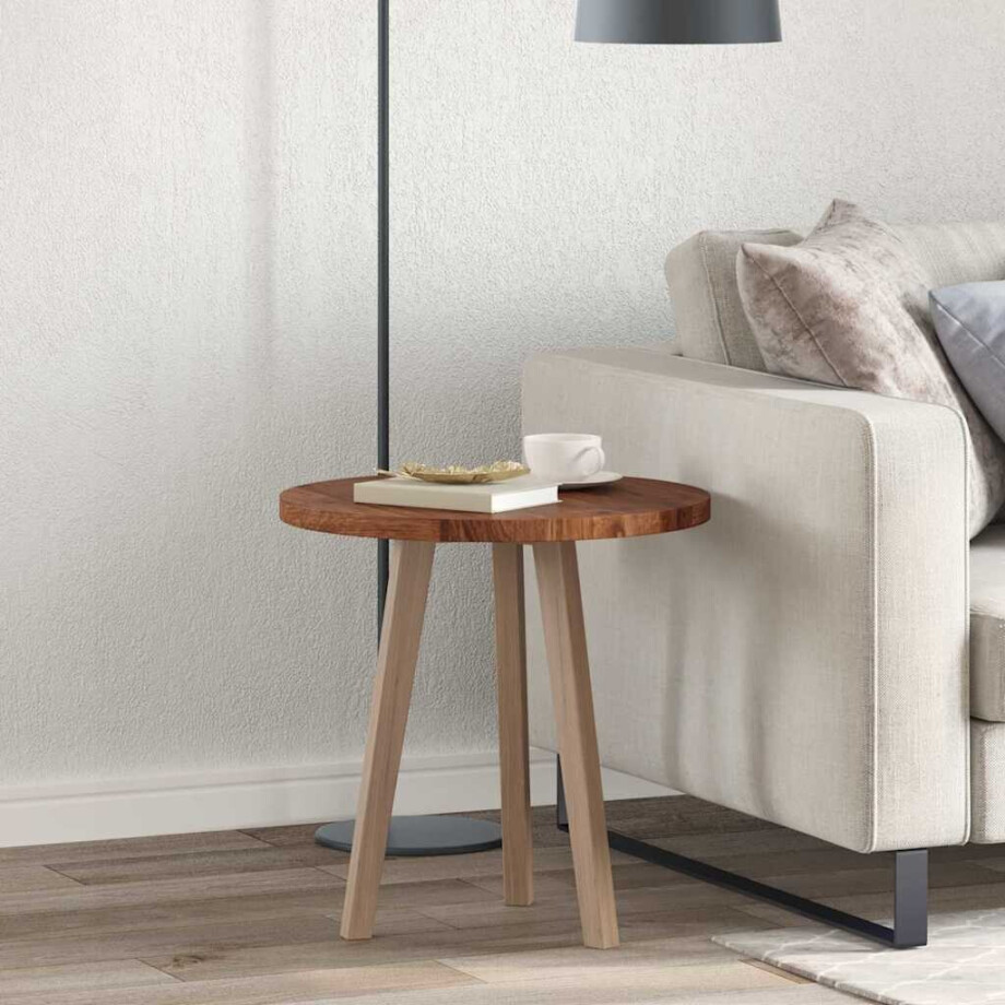 vidaXL Tafelblad Donkerbruin Ø 50 x 2,5 cm Massief Eikenhout afbeelding 1