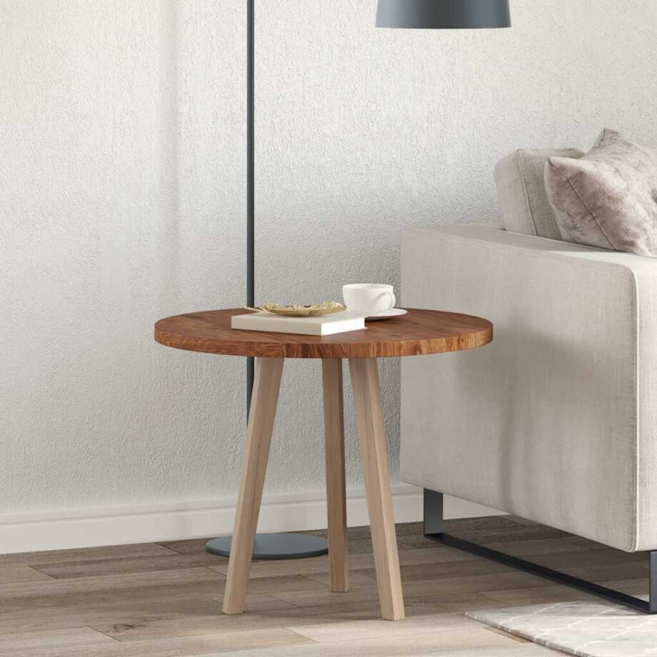vidaXL Tafelblad Donkerbruin Ø 60 x 2,5 cm Massief Eikenhout afbeelding 1