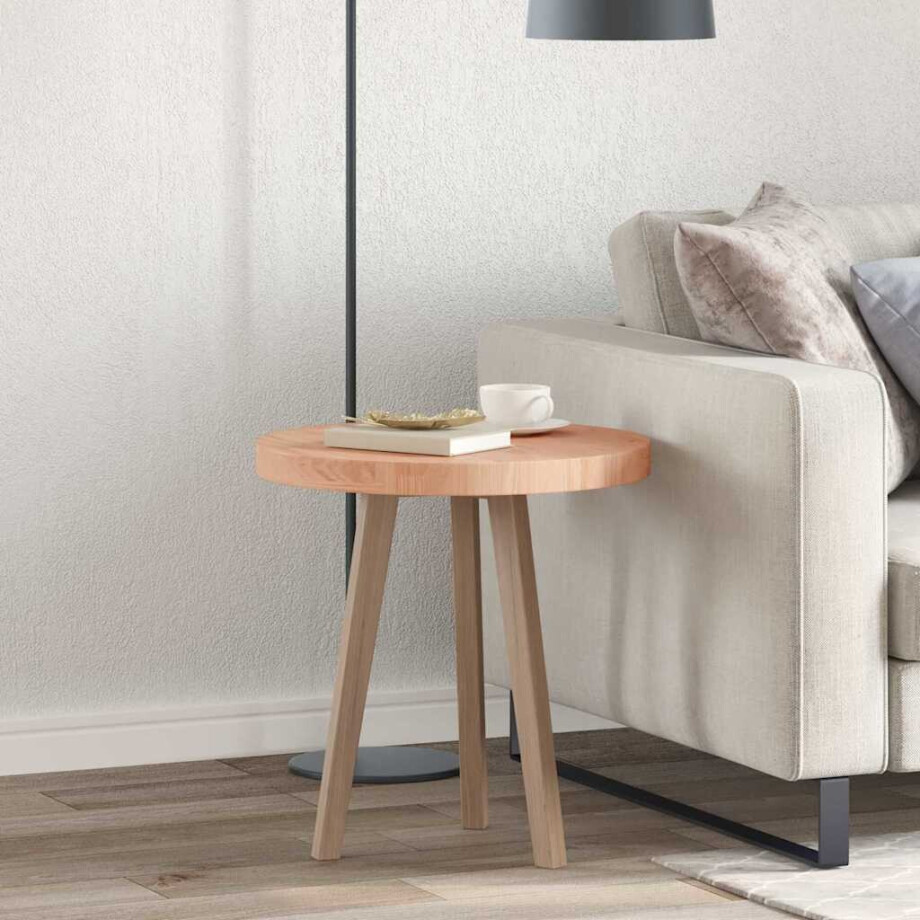 vidaXL Tafelblad Licht Bruin Ø 50 x 4 cm Massief Eikenhout afbeelding 1