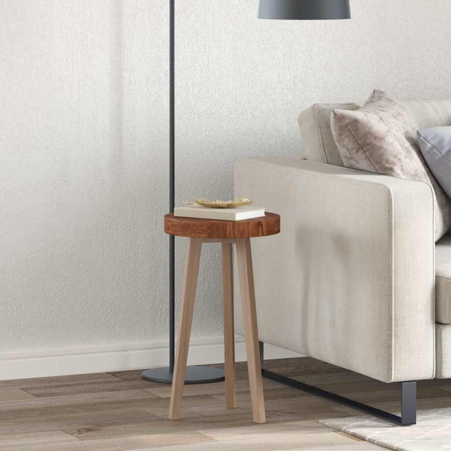 vidaXL Tafelblad Anders Donkerbruin Ø 30 x 4 cm Massief eikenhout afbeelding 1
