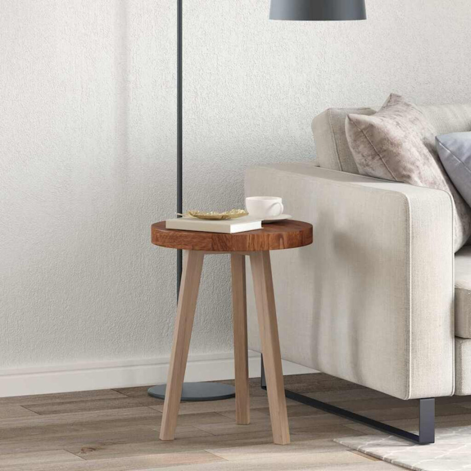 vidaXL Tafelblad Donkerbruin Ø 40 x 4 cm Massief Eikenhout afbeelding 1