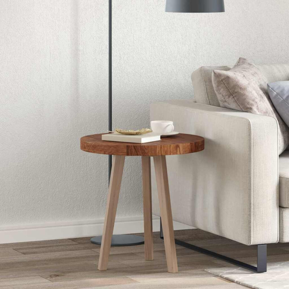 vidaXL Tafelblad Donkerbruin Ø 50 x 4 cm Massief Eikenhout afbeelding 1