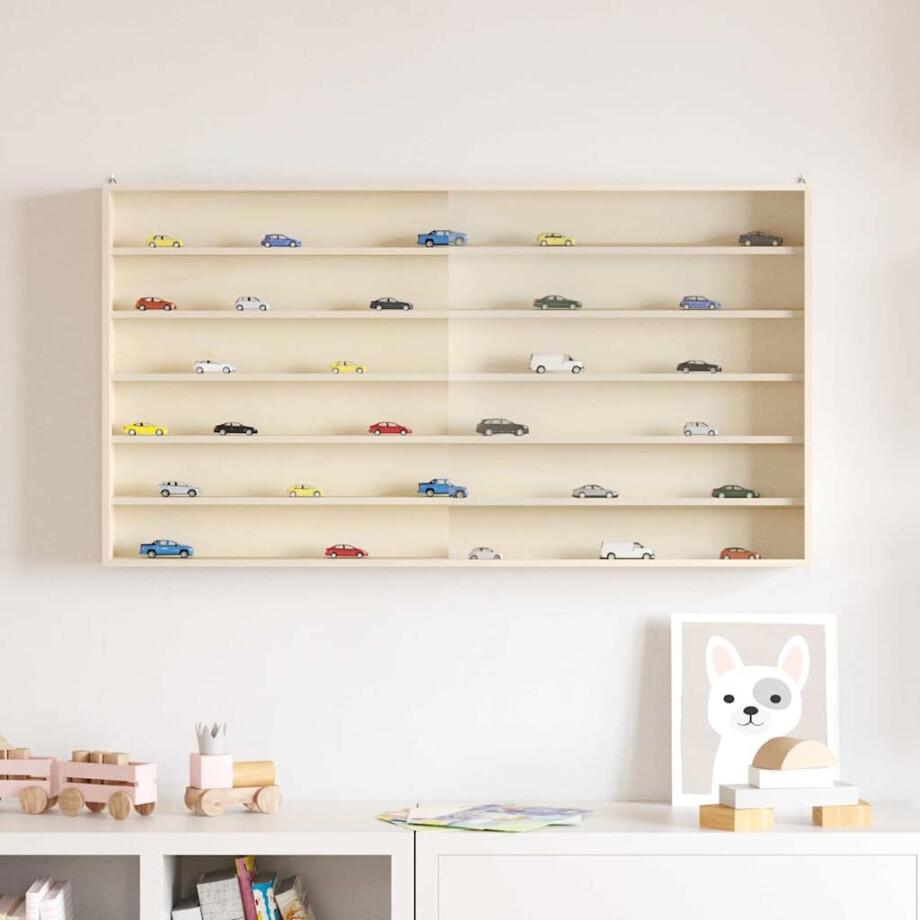 vidaXL Muurdisplaykast met plank Beige 100 x 8,5 x 54 cm Multiplex vidaXL Muurdisplaykast met plank Beige 100 x 8,5 x 54 cm Multiplex afbeelding 1