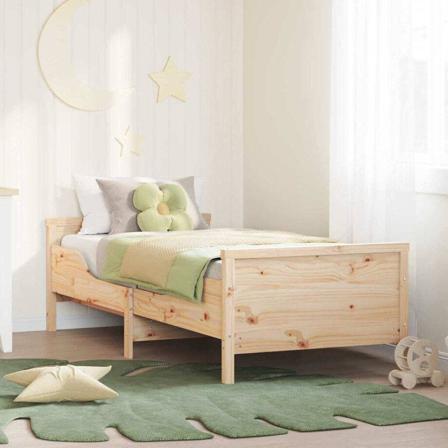 vidaXL Bedframe met hoofdeinde Bruin 80 x 200 cm Bewerkt hout afbeelding 1