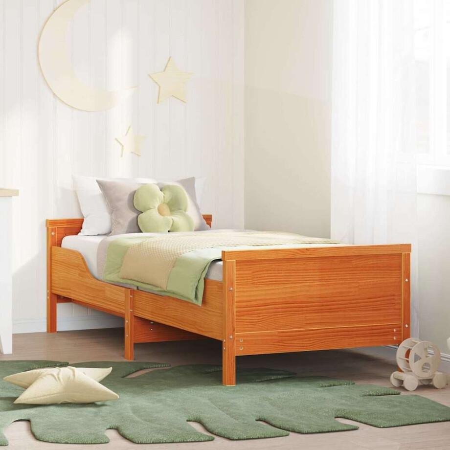 vidaXL Bedframe met hoofdeinde Wasbruin 80 x 200 cm Bewerkt hout afbeelding 1