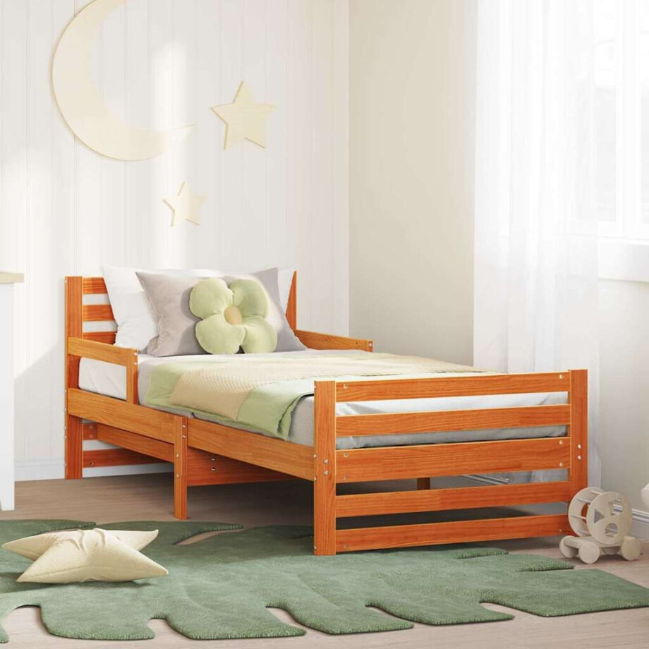 vidaXL Bedframe met hoofdeinde Wasbruin 80 x 200 cm Bewerkt hout afbeelding 1