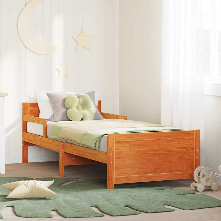 vidaXL Bedframe met hoofdeinde Wasbruin 80 x 200 cm Bewerkt hout vidaXL Bedframe met hoofdeinde Wasbruin 80 x 200 cm Bewerkt hout afbeelding 1