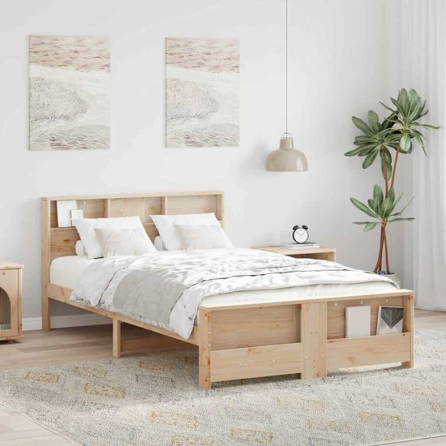 vidaXL Bedframe met hoofdeinde Bruin 135 x 190 cm Bewerkt hout vidaXL Bedframe met hoofdeinde Bruin 135 x 190 cm Bewerkt hout afbeelding 1