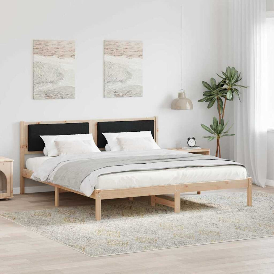 vidaXL Bedframe met hoofdeinde Zwart 180 x 200 cm Massief grenenhout vidaXL Bedframe met hoofdeinde Zwart 180 x 200 cm Massief grenenhout afbeelding 1