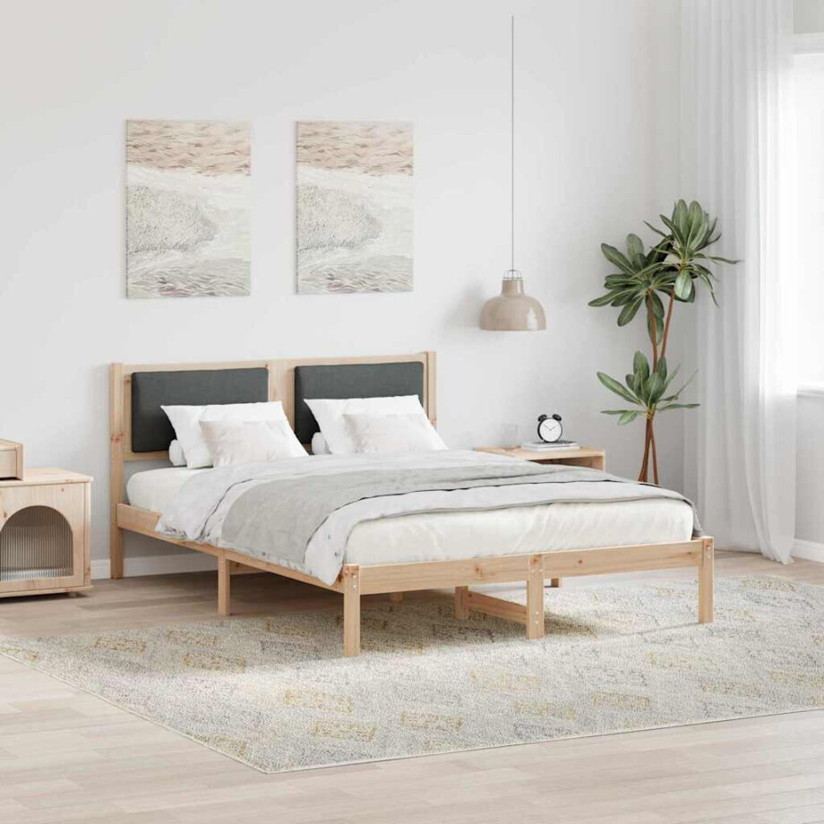 vidaXL Bedframe Donkergrijs 150 x 200 cm Massief grenenhout vidaXL Bedframe Donkergrijs 150 x 200 cm Massief grenenhout afbeelding 1