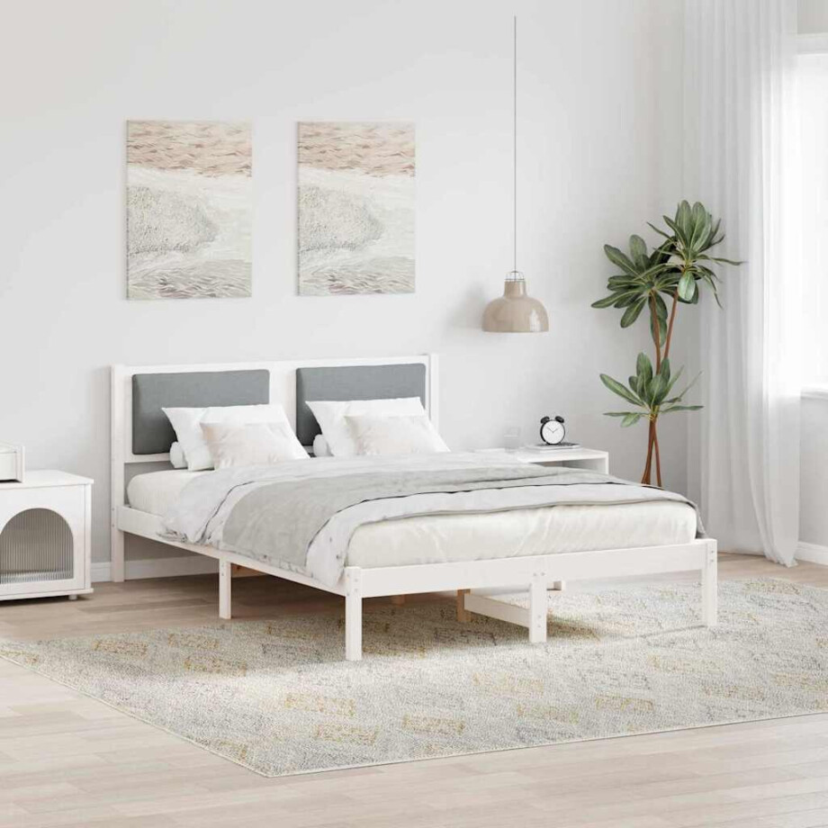 vidaXL Bedframe Lichtgrijs 140 x 200 cm Massief grenenhout vidaXL Bedframe Lichtgrijs 140 x 200 cm Massief grenenhout afbeelding 1