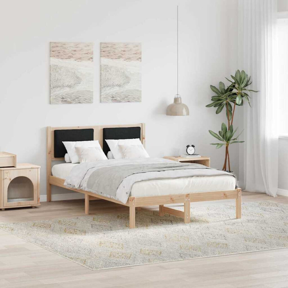 vidaXL Bedframe met hoofdeinde Zwart 120 x 200 cm Massief grenenhout vidaXL Bedframe met hoofdeinde Zwart 120 x 200 cm Massief grenenhout afbeelding 1