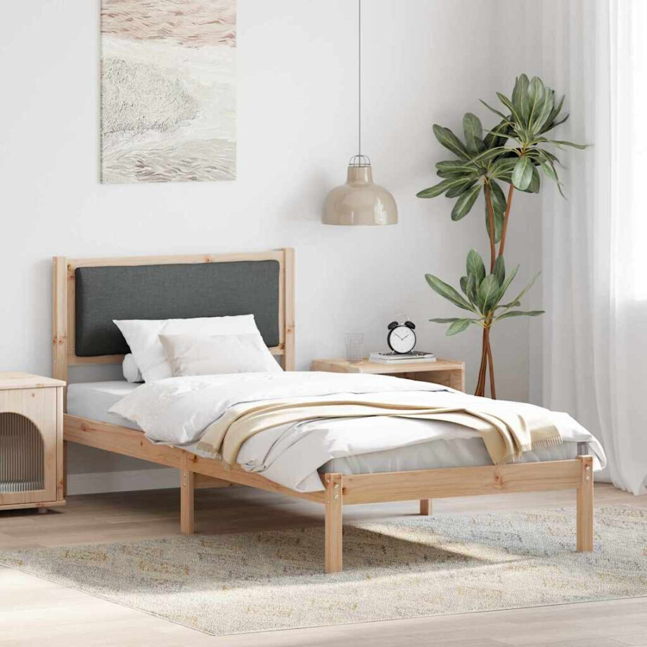 vidaXL Bedframe Donkergrijs 100 x 200 cm Massief grenenhout afbeelding 1