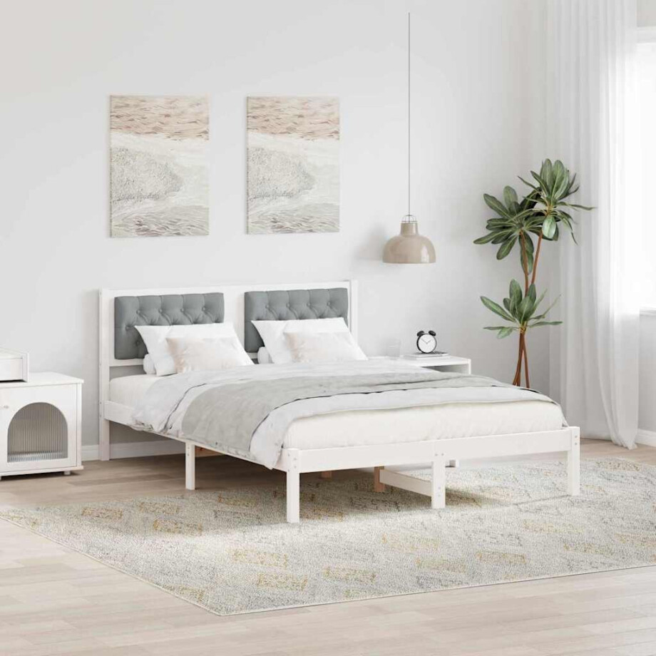 vidaXL Bedframe Lichtgrijs 140 x 200 cm Massief grenenhout afbeelding 1