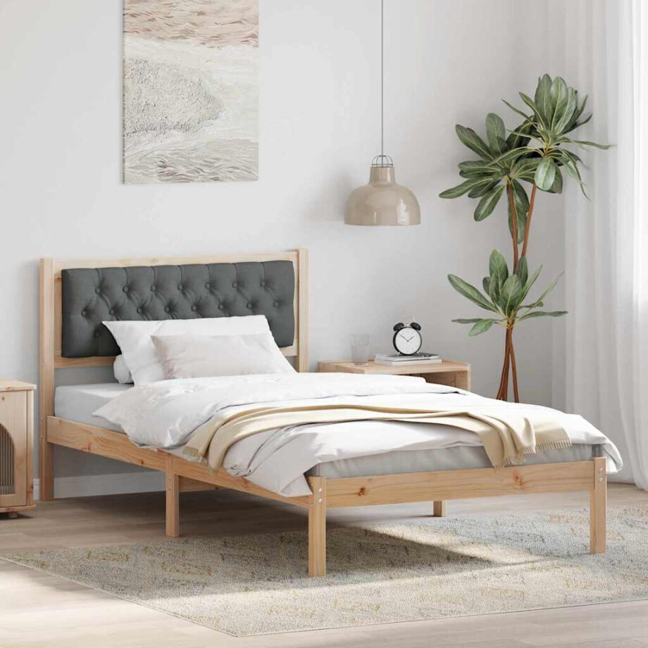 vidaXL Bedframe Donkergrijs 100 x 200 cm Massief grenenhout afbeelding 1