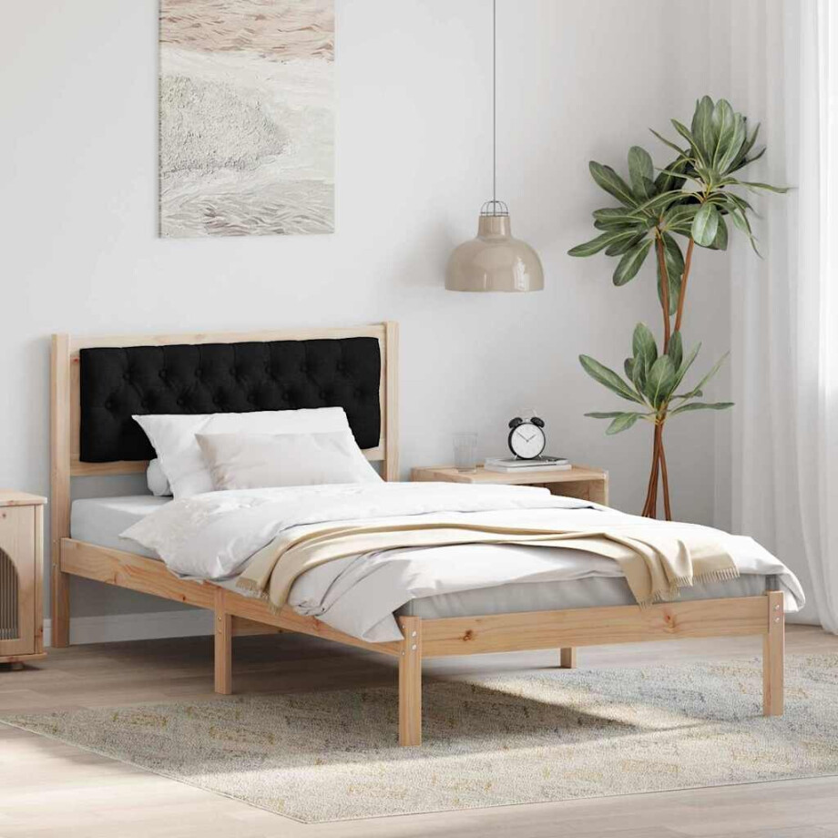 vidaXL Bedframe met hoofdeinde Zwart 100 x 200 cm Massief grenenhout vidaXL Bedframe met hoofdeinde Zwart 100 x 200 cm Massief grenenhout afbeelding 1