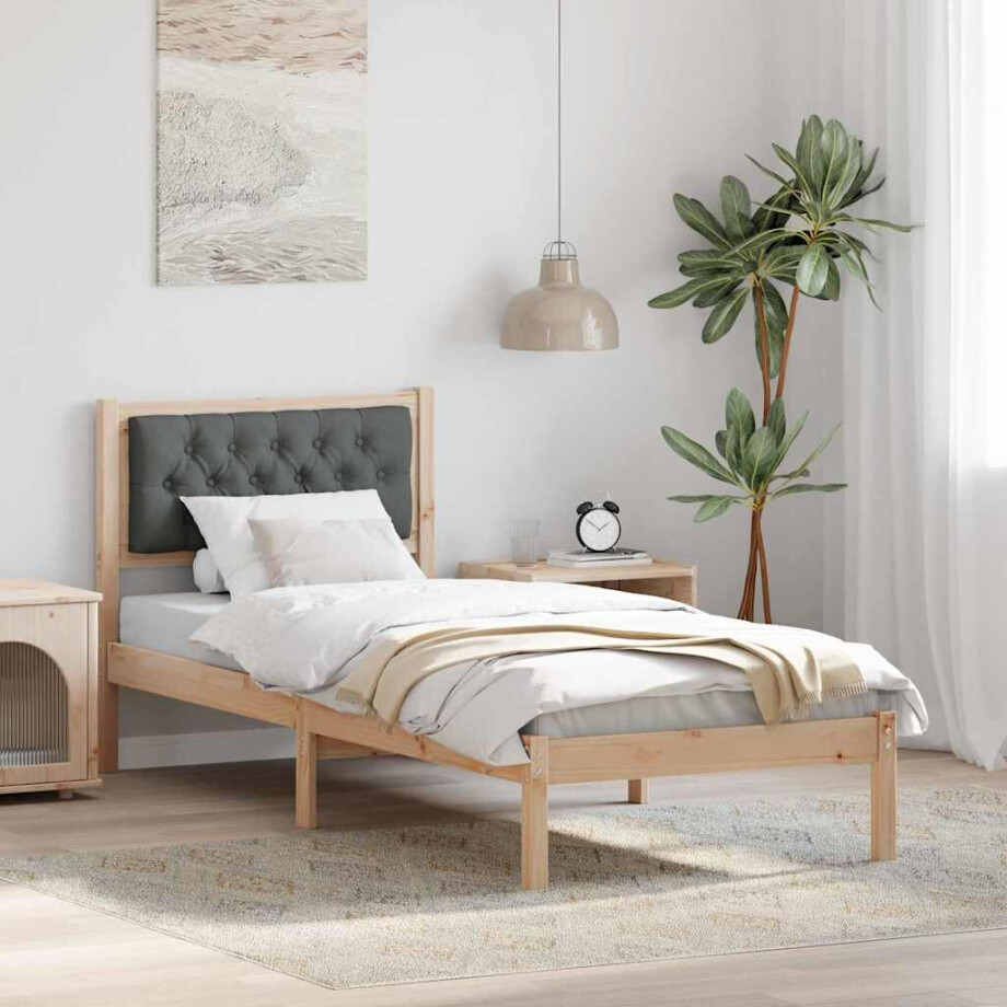 vidaXL Bedframe Donkergrijs 75 x 190 cm Massief grenenhout afbeelding 1
