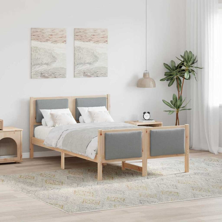 vidaXL Bedframe met hoofdeinde Lichtgrijs 120 x 200 cm Stof vidaXL Bedframe met hoofdeinde Lichtgrijs 120 x 200 cm Stof afbeelding 1
