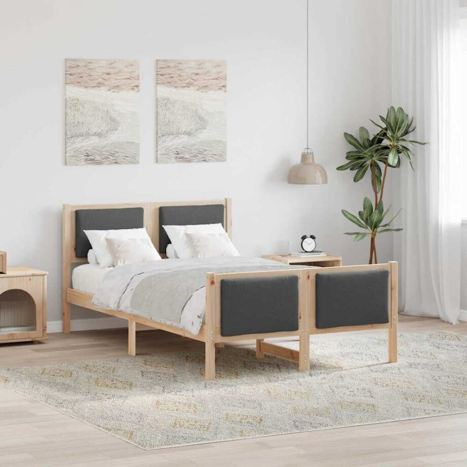 vidaXL Bedframe met hoofdeinde Donkergrijs 120 x 200 cm Stof vidaXL Bedframe met hoofdeinde Donkergrijs 120 x 200 cm Stof afbeelding 1