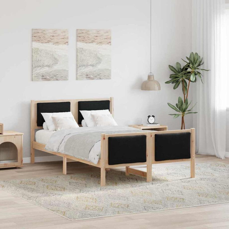 vidaXL Bedframe met hoofdeinde Zwart 120 x 200 cm Stof vidaXL Bedframe met hoofdeinde Zwart 120 x 200 cm Stof afbeelding 1