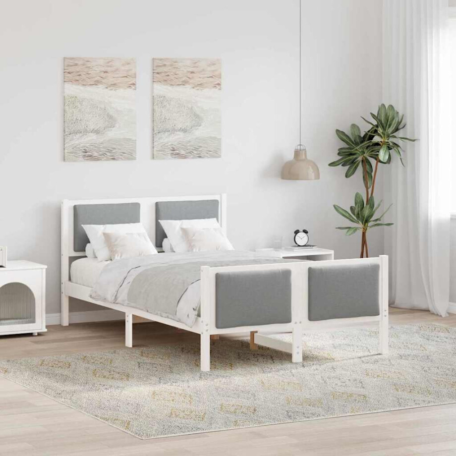 vidaXL Bedframe met hoofdeinde Lichtgrijs 120 x 200 cm Stof vidaXL Bedframe met hoofdeinde Lichtgrijs 120 x 200 cm Stof afbeelding 1