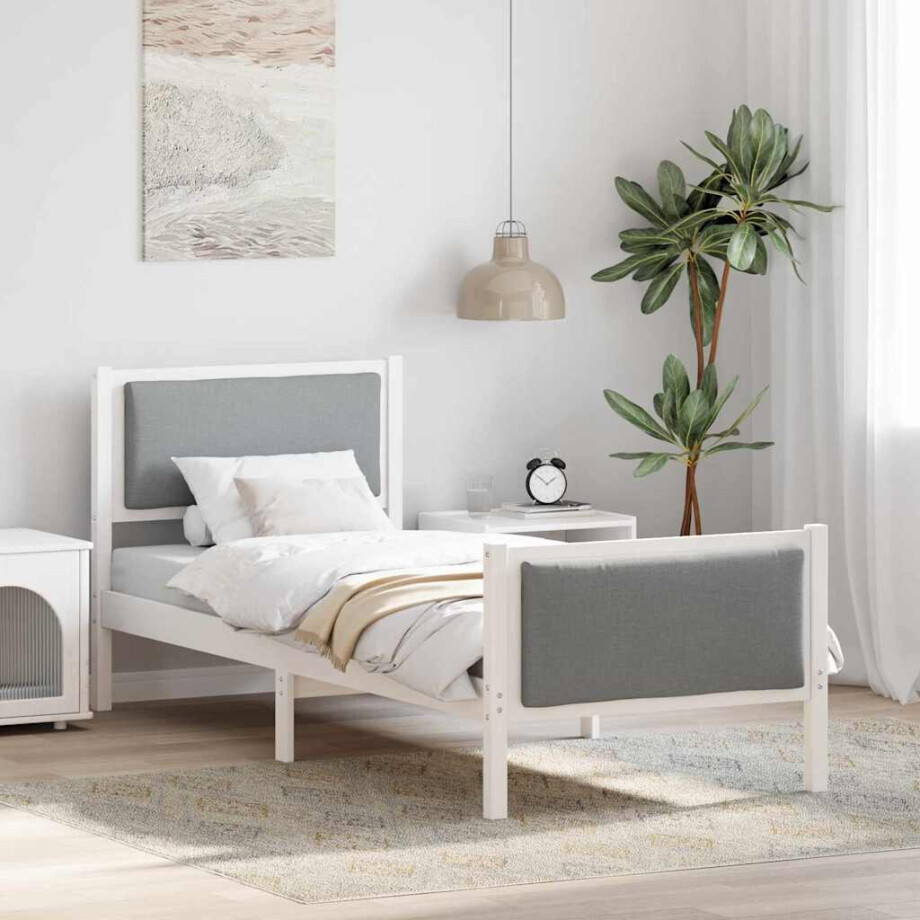 vidaXL Bedframe met hoofdeinde Lichtgrijs 80 x 200 cm Stof vidaXL Bedframe met hoofdeinde Lichtgrijs 80 x 200 cm Stof afbeelding 1
