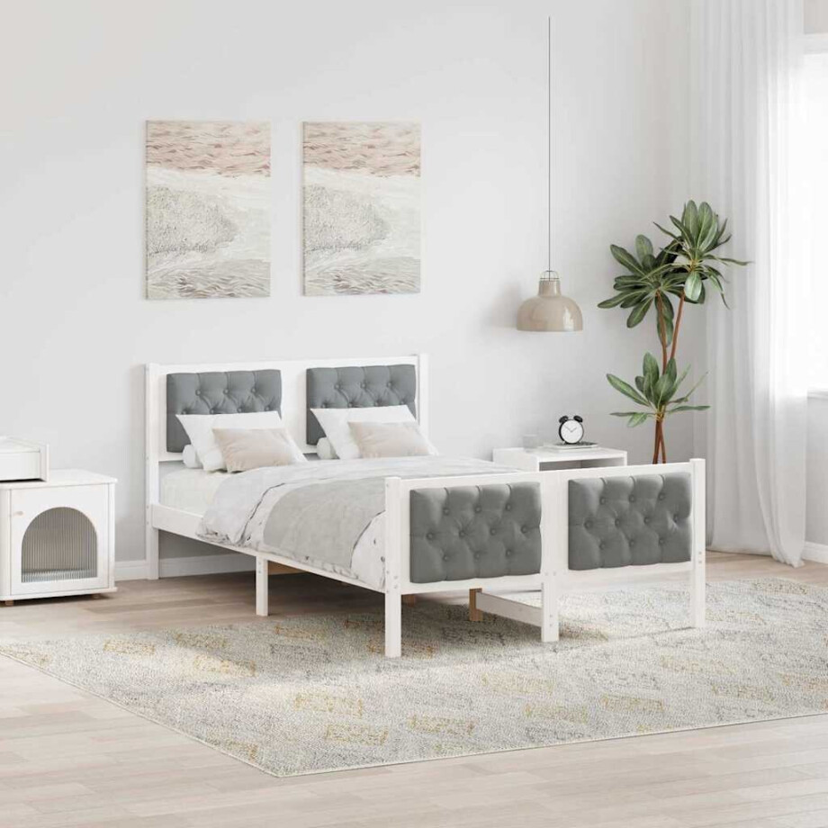 vidaXL Bedframe Lichtgrijs 120 x 200 cm Massief grenenhout afbeelding 1
