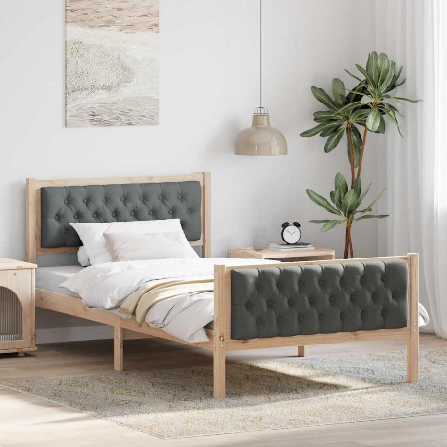 vidaXL Bedframe Donkergrijs 100 x 200 cm Massief grenenhout vidaXL Bedframe Donkergrijs 100 x 200 cm Massief grenenhout afbeelding 1