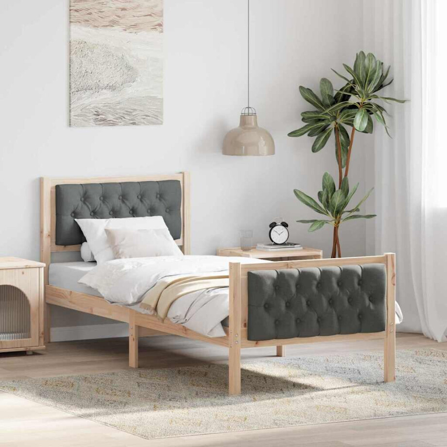 vidaXL Bedframe Donkergrijs 80 x 200 cm Massief grenenhout vidaXL Bedframe Donkergrijs 80 x 200 cm Massief grenenhout afbeelding 1